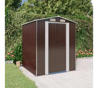 Garden shed Dark Brown Galvanised Steel 192x191x223cm Sliding Gate Ventilations