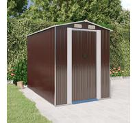 Garden Shed Dark Brown Galvanised Steel 192x274x223cm Sliding Gate Lockable Vent