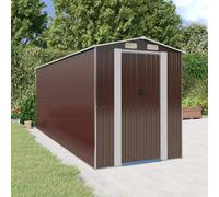 Garden Shed Dark Brown Galvanised Steel 192x523x223cm Large Storage Sliding Gate