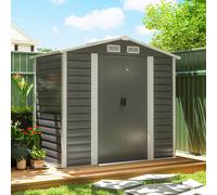Garden Shed Dark Grey 213x120x166/194cm Galvanised Steel Apex Roof Lock Securely