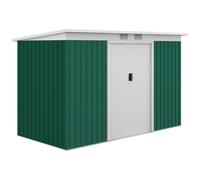 Garden Shed Deep Green 280x130x172cm Galvanised Steel Double Door Ventilated inc