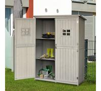 Garden Shed Double Door Solid Pine Wood Windows Lockable