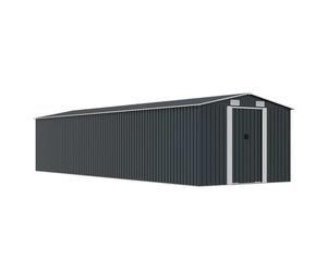 Garden Shed Galv. Steel Anthracite 257x779x181cm Sliding 4 Vents Rustproof Lock