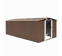 Garden Shed Galv. Steel Brown 257x489x181 cm Ventilated Double Sliding Doors XL