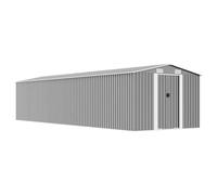 Garden shed Galvanised steel 257x990x181cm Grey Double sliding doors 4 vents XL