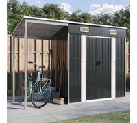 (anthracite) vidaXL Garden Shed with Extended Roof Outdoor Tool Shed Storage Shed Steel