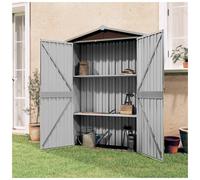 Garden Shed Galvanised Steel Brown 116x45x175 cm Plastic Vents Shelves Lockable