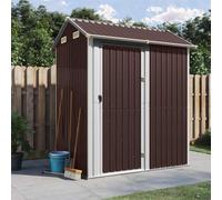 Garden Shed Galvanised Steel Brown 192x152.5x237 cm Lockable Door Vented Corner