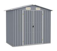 Garden Shed Galvanised Steel Grey 205x129x183 cm Double Door Ventilated Durable