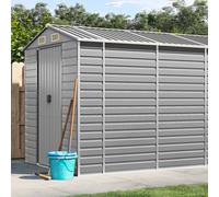 Garden Shed Galvanised Steel Light Grey 191x130x198 cm Vented Roof CornerProtect