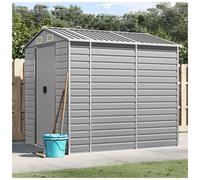 vidaXL Garden Shed Light Grey 191x215x198 cm Galvanised Steel