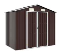 vidaXL Garden Shed Brown Galvanised Steel Outdoor Tool Storage House Cupboard
