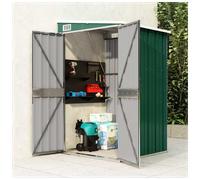 Garden shed Green 118x100x178 cm Galvanised Steel Wall-mounted Double Door Lock