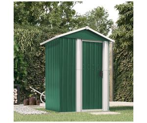 Garden Shed Green 126x97.5x177 cm Galvanised Steel Sliding Gate Lockable Storage