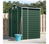 Garden Shed Green 191x130x198cm Galvanised Steel Tool Storage Gate80x170cm