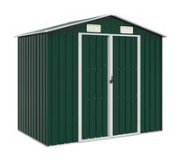 Garden shed Green 205x129x183cm Galvanised Steel Double Doors Ventilated NoFloor