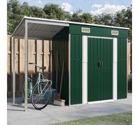 Garden shed Green 277x107x181 cm Galvanised Steel Outdoor Storage with vents kit