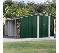 Garden Shed Green 277x365.5x179 cm Galvanised Steel & PP Storage Unit Large Vent