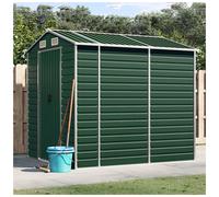 Garden Shed Green Galvanised Steel 191x215x198 cm Gate 80x170cm Corner WithVents
