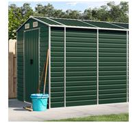 Garden Shed Green Galvanised Steel 191x470x198cm Corner Protector 80x170cm Door.