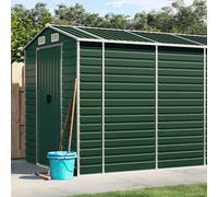 Garden Shed Green Galvanised Steel 191x725x198 cm Corner Protector Gate 4 vents
