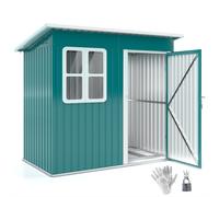 Outsunny 7 X 4Ft Galvanised Steel Garden Shed With Foundation Kit, Green