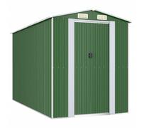 Garden Shed Green Galvanised Steel Outdoor Shed Pallet Woodshed vidaXL