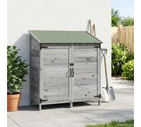 Garden Shed Grey 106.5x56x113.5cm Solid Fir Wood, Louvre Door, Asphalt Roof With