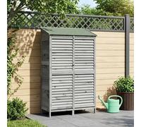 Garden Shed Grey 106x56x176.5cm Solid Fir Wood Louvre Door Weatherproof Outdoor