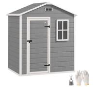 Outsunny 6 x 4ft Resin Garden Shed with Floor and Window, Grey