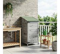 Garden Shed Grey 59x56x113.5cm Solid Fir Wood Louvre Door Asphalt Roof Padlock.