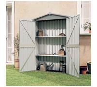 Garden Shed Grey Galvanised Steel 116x45x175 cm Plastic Vents Shelves w/Doors +