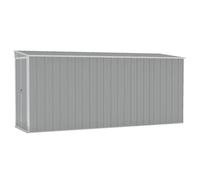 Garden Shed Grey Galvanised Steel 118 x 382 x 178 cm Weatherproof with Double Doors Plastic Handle Lockable for Tool Storage and Storage Space in the Garden