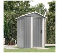 vidaXL 4.1 x 3.2ft Grey Galvanised Steel Apex Garden Shed - Size: 3.2 x 4ft - Wilko