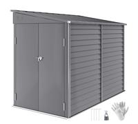 Garden Shed Grey Galvanised Steel 143x270x202cm Double Doors WithFoundationKit.
