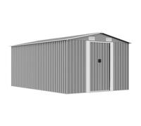Garden shed Grey Galvanised Steel Lg 257x392x181cm Double Sliding Doors 4 Vents