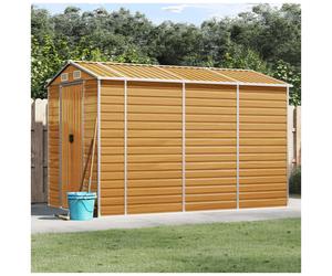 Garden Shed Light Brown 191x300x198 cm Galvanised Steel 80x170 cm Gate lockable