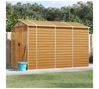 Garden Shed Light Brown 191x300x198 cm Galvanised Steel 80x170 cm Gate lockable