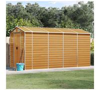 Garden Shed Light Brown 191x385x198cm Galvanised Steel Outdoor Storage HeavyDuty