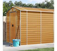 Garden shed Light brown 191x810x198 cm Galv. steel Corner prot Door80x170cm DIY