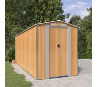 Garden shed Light brown 192x523x223cm Galvanised steel Double sliding doors -XL