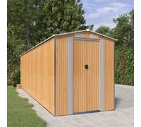 Garden Shed Light Brown 192x689x223cm Galvanised Steel Double Sliding Doors Plus