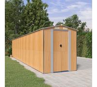 Garden Shed Light Brown 192x938x223cm Galvanised Steel Double Sliding Ventilated