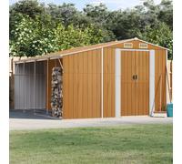 Garden shed Light brown 277 x 365.5 x 179 cm Galvanised steel gate with vents PP