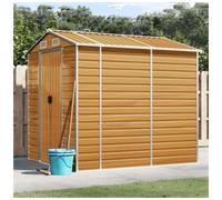Garden Shed Light Brown Galvanised Steel 191 x 215 x 198 cm Sloping Roof Corner