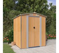 Garden Shed Light Brown Galvanised Steel 192x191x223cm Double Sliding Doors Plus