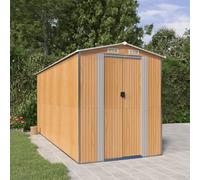 Garden Shed Light Brown Galvanised Steel 192x440x223 cm Double Doors Ventilated
