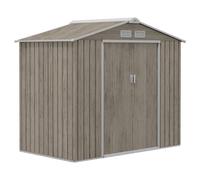 Garden Shed Light Brown Galvanised Steel 213x130x185cm Lockable Floor with Vents