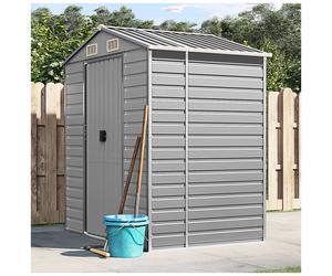 Garden Shed Light Grey 191x130x198 cm Galvanised Steel Gate 80x170cm Corner Vent