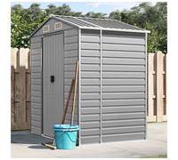 Garden Shed Light Grey 191x130x198 cm Galvanised Steel Gate 80x170cm Corner Vent